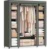 imageSONGMICS Closet Wardrobe Portable Closet for Bedroom Clothes Rail with NonWoven Fabric Cover Clothes Storage Organizer 59 x 177 x 69 Inches 12 Compartments Black ULSF03HSage Green