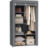 imageSONGMICS Portable Closet Clothes Storage Organizer with 6 Shelves 1 Clothes Hanging Rail NonWoven Fabric Closet Metal Frame 346 x 177 x 661 Inches Grey URYG84GYGrey