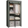 imageSONGMICS Portable Closet Clothes Storage Organizer with 6 Shelves 1 Clothes Hanging Rail NonWoven Fabric Closet Metal Frame 346 x 177 x 661 Inches Grey URYG84GYSage Green