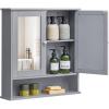 imageVASAGLE Bathroom Cabinet with Mirror Wall Cabinet with 2 Mirrored Doors Adjustable Shelf Open Compartment WallMounted 51 x 222 x 23 Inches Laurel Green ULHC002C02Dove Gray