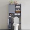 imageVASAGLE Over The Toilet Storage Shelf Bathroom Storage Cabinet with Sliding Door Adjustable Shelves Toilet Paper Holder SpaceSaving Modern 98 x 327 x 669 Inches Cloud White UBTS018W01Dove Gray
