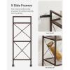imageSONGMICS 3Tier Metal Storage Rack with Wheels Mesh Shelving Unit with X Side Frames 236Inch Width for Entryway Kitchen Living Room Bathroom Industrial Style Metallic Gold UBSC163A02Metallic Bronze