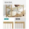 imageSONGMICS 3Tier Metal Storage Rack with Wheels Mesh Shelving Unit with X Side Frames 236Inch Width for Entryway Kitchen Living Room Bathroom Industrial Style Metallic Gold UBSC163A02Metallic Gold