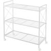 imageSONGMICS 3Tier Metal Storage Rack with Wheels Mesh Shelving Unit with X Side Frames 236Inch Width for Entryway Kitchen Living Room Bathroom Industrial Style Metallic Gold UBSC163A02White