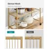 imageSONGMICS 3Tier Metal Storage Rack with Wheels Mesh Shelving Unit with X Side Frames 236Inch Width for Entryway Kitchen Living Room Bathroom Industrial Style Metallic Gold UBSC163A02Metallic Gold