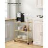 imageSONGMICS 3Tier Metal Storage Rack with Wheels Mesh Shelving Unit with X Side Frames 236Inch Width for Entryway Kitchen Living Room Bathroom Industrial Style Metallic Gold UBSC163A02Metallic Gold