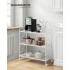 imageSONGMICS 3Tier Metal Storage Rack with Wheels Mesh Shelving Unit with X Side Frames 236Inch Width for Entryway Kitchen Living Room Bathroom Industrial Style Metallic Gold UBSC163A02White