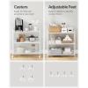 imageSONGMICS 3Tier Metal Storage Rack with Wheels Mesh Shelving Unit with X Side Frames 236Inch Width for Entryway Kitchen Living Room Bathroom Industrial Style Metallic Gold UBSC163A02White