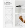 imageSONGMICS 3Tier Metal Storage Rack with Wheels Mesh Shelving Unit with X Side Frames 236Inch Width for Entryway Kitchen Living Room Bathroom Industrial Style Metallic Gold UBSC163A02White