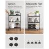imageSONGMICS 3Tier Metal Storage Rack with Wheels Mesh Shelving Unit with X Side Frames 236Inch Width for Entryway Kitchen Living Room Bathroom Industrial Style Metallic Gold UBSC163A02Black