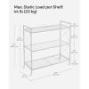 imageSONGMICS 3Tier Metal Storage Rack with Wheels Mesh Shelving Unit with X Side Frames 236Inch Width for Entryway Kitchen Living Room Bathroom Industrial Style Metallic Gold UBSC163A02White