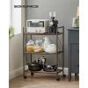 imageSONGMICS 3Tier Metal Storage Rack with Wheels Mesh Shelving Unit with X Side Frames 236Inch Width for Entryway Kitchen Living Room Bathroom Industrial Style Metallic Gold UBSC163A02Metallic Bronze