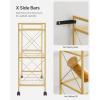 imageSONGMICS 3Tier Metal Storage Rack with Wheels Mesh Shelving Unit with X Side Frames 236Inch Width for Entryway Kitchen Living Room Bathroom Industrial Style Metallic Gold UBSC163A02Metallic Gold