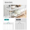 imageSONGMICS 3Tier Metal Storage Rack with Wheels Mesh Shelving Unit with X Side Frames 236Inch Width for Entryway Kitchen Living Room Bathroom Industrial Style Metallic Gold UBSC163A02White