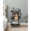 imageSONGMICS 3Tier Storage Cart Rolling Utility Cart Metal Mesh Shelves 2 Removable Pegboards 2 Hanging Holders 4 Hooks Craft Cart for Living Room Kitchen Office Bathroom Cloud White ULRC037W01Ink Black