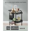 imageSONGMICS 3Tier Storage Cart Rolling Utility Cart Metal Mesh Shelves 2 Removable Pegboards 2 Hanging Holders 4 Hooks Craft Cart for Living Room Kitchen Office Bathroom Cloud White ULRC037W01Ink Black
