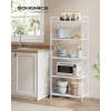 imageSONGMICS 5Tier Metal Storage Rack Shelving Unit with X Side Frames Dense Mesh 126 x 315 x 573 Inches for Entryway Kitchen Living Room Bathroom Industrial Style Cloud White UBSC185W01Cloud White