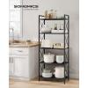 imageSONGMICS 5Tier Metal Storage Rack Shelving Unit with X Side Frames Dense Mesh 126 x 315 x 573 Inches for Entryway Kitchen Living Room Bathroom Industrial Style Cloud White UBSC185W01Ink Black