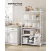 imageSONGMICS 5Tier Metal Storage Rack Shelving Unit with X Side Frames Dense Mesh 126 x 315 x 573 Inches for Entryway Kitchen Living Room Bathroom Industrial Style Cloud White UBSC185W01Cloud White