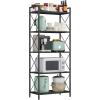imageSONGMICS 5Tier Metal Storage Rack Shelving Unit with X Side Frames Dense Mesh 126 x 315 x 573 Inches for Entryway Kitchen Living Room Bathroom Industrial Style Cloud White UBSC185W01Ink Black
