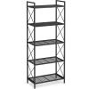 imageSONGMICS 5Tier Metal Storage Rack Shelving Unit with X Side Frames Dense Mesh 126 x 315 x 573 Inches for Entryway Kitchen Living Room Bathroom Industrial Style Cloud White UBSC185W01Ink Black