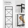 imageSONGMICS 5Tier Metal Storage Rack Shelving Unit with X Side Frames Dense Mesh 126 x 315 x 573 Inches for Entryway Kitchen Living Room Bathroom Industrial Style Cloud White UBSC185W01Ink Black