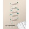 imageSONGMICS 5Tier Metal Storage Rack Shelving Unit with X Side Frames Dense Mesh 126 x 315 x 573 Inches for Entryway Kitchen Living Room Bathroom Industrial Style Cloud White UBSC185W01Cloud White