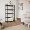 imageSONGMICS 5Tier Metal Storage Rack Shelving Unit with X Side Frames Dense Mesh 126 x 315 x 573 Inches for Entryway Kitchen Living Room Bathroom Industrial Style Cloud White UBSC185W01Ink Black