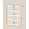 imageSONGMICS 5Tier Metal Storage Rack Shelving Unit with X Side Frames Dense Mesh 126 x 315 x 573 Inches for Entryway Kitchen Living Room Bathroom Industrial Style Cloud White UBSC185W01Cloud White