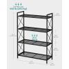 imageSONGMICS 5Tier Metal Storage Rack Shelving Unit with X Side Frames Dense Mesh 126 x 315 x 573 Inches for Entryway Kitchen Living Room Bathroom Industrial Style Cloud White UBSC185W01Ink Black