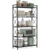 imageSONGMICS 5Tier Metal Storage Rack Shelving Unit with X Side Frames Dense Mesh 126 x 315 x 573 Inches for Entryway Kitchen Living Room Bathroom Industrial Style Cloud White UBSC185W01Ink Black