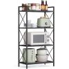 imageSONGMICS 5Tier Metal Storage Rack Shelving Unit with X Side Frames Dense Mesh 126 x 315 x 573 Inches for Entryway Kitchen Living Room Bathroom Industrial Style Cloud White UBSC185W01Ink Black