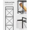 imageSONGMICS 5Tier Metal Storage Rack Shelving Unit with X Side Frames Dense Mesh 126 x 315 x 573 Inches for Entryway Kitchen Living Room Bathroom Industrial Style Cloud White UBSC185W01Ink Black