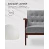 imageSONGMICS Accent Leisure Chair MidCentury Modern Arm Chair with Solid Wood Armrests and Legs 1Seat Cushioned Sofa for Living Room Bedroom Balcony Studio Light Gray ULAC001G01Dove Gray