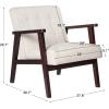 imageSONGMICS Accent Leisure Chair MidCentury Modern Arm Chair with Solid Wood Armrests and Legs 1Seat Cushioned Sofa for Living Room Bedroom Balcony Studio Light Gray ULAC001G01Beige