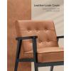 imageSONGMICS Accent Leisure Chair MidCentury Modern Arm Chair with Solid Wood Armrests and Legs 1Seat Cushioned Sofa for Living Room Bedroom Balcony Studio Light Gray ULAC001G01Coffee Brown