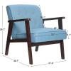 imageSONGMICS Accent Leisure Chair MidCentury Modern Arm Chair with Solid Wood Armrests and Legs 1Seat Cushioned Sofa for Living Room Bedroom Balcony Studio Light Gray ULAC001G01Lake Blue