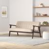 imageSONGMICS Accent Leisure Chair MidCentury Modern Arm Chair with Solid Wood Armrests and Legs 1Seat Cushioned Sofa for Living Room Bedroom Balcony Studio Light Gray ULAC001G01Sand Beige