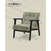 imageSONGMICS Accent Leisure Chair MidCentury Modern Arm Chair with Solid Wood Armrests and Legs 1Seat Cushioned Sofa for Living Room Bedroom Balcony Studio Light Gray ULAC001G01Olive Green