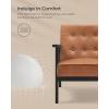 imageSONGMICS Accent Leisure Chair MidCentury Modern Arm Chair with Solid Wood Armrests and Legs 1Seat Cushioned Sofa for Living Room Bedroom Balcony Studio Light Gray ULAC001G01Coffee Brown