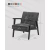 imageSONGMICS Accent Leisure Chair MidCentury Modern Arm Chair with Solid Wood Armrests and Legs 1Seat Cushioned Sofa for Living Room Bedroom Balcony Studio Light Gray ULAC001G01Classic Black
