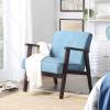 imageSONGMICS Accent Leisure Chair MidCentury Modern Arm Chair with Solid Wood Armrests and Legs 1Seat Cushioned Sofa for Living Room Bedroom Balcony Studio Light Gray ULAC001G01Lake Blue