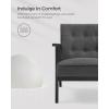 imageSONGMICS Accent Leisure Chair MidCentury Modern Arm Chair with Solid Wood Armrests and Legs 1Seat Cushioned Sofa for Living Room Bedroom Balcony Studio Light Gray ULAC001G01Classic Black