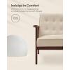 imageSONGMICS Accent Leisure Chair MidCentury Modern Arm Chair with Solid Wood Armrests and Legs 1Seat Cushioned Sofa for Living Room Bedroom Balcony Studio Light Gray ULAC001G01Sand Beige