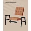imageSONGMICS Accent Leisure Chair MidCentury Modern Arm Chair with Solid Wood Armrests and Legs 1Seat Cushioned Sofa for Living Room Bedroom Balcony Studio Light Gray ULAC001G01Coffee Brown