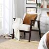 imageSONGMICS Accent Leisure Chair MidCentury Modern Arm Chair with Solid Wood Armrests and Legs 1Seat Cushioned Sofa for Living Room Bedroom Balcony Studio Light Gray ULAC001G01Beige