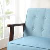 imageSONGMICS Accent Leisure Chair MidCentury Modern Arm Chair with Solid Wood Armrests and Legs 1Seat Cushioned Sofa for Living Room Bedroom Balcony Studio Light Gray ULAC001G01Lake Blue