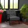 imageSONGMICS Accent Leisure Chair MidCentury Modern Arm Chair with Solid Wood Armrests and Legs 1Seat Cushioned Sofa for Living Room Bedroom Balcony Studio Light Gray ULAC001G01Classic Black