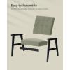 imageSONGMICS Accent Leisure Chair MidCentury Modern Arm Chair with Solid Wood Armrests and Legs 1Seat Cushioned Sofa for Living Room Bedroom Balcony Studio Light Gray ULAC001G01Olive Green
