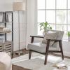 imageSONGMICS Accent Leisure Chair MidCentury Modern Arm Chair with Solid Wood Armrests and Legs 1Seat Cushioned Sofa for Living Room Bedroom Balcony Studio Light Gray ULAC001G01Light Gray